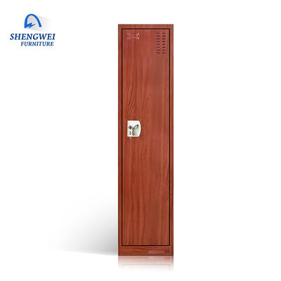A única porta veste o cacifo do quarto do metal do vestuário com cor de madeira