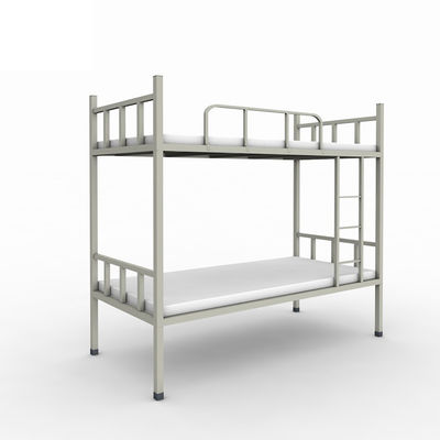 Dormitório Camada Dupla Antiderrapante Cor Cinza Beliches De Metal Com Escada