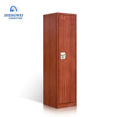 A única porta veste o cacifo do quarto do metal do vestuário com cor de madeira