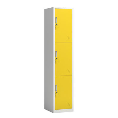 Do metal de aço do vestuário do quarto das portas do vertical 3 cacifo de armazenamento colorido