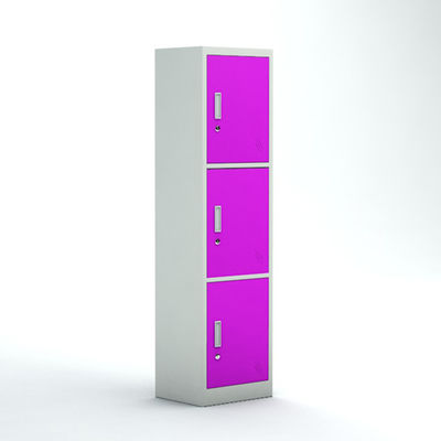 Do metal de aço do vestuário do quarto das portas do vertical 3 cacifo de armazenamento colorido