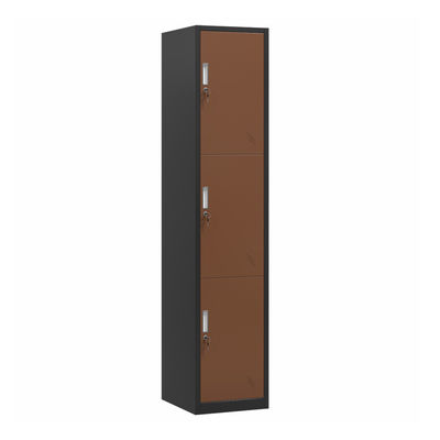 Do metal de aço do vestuário do quarto das portas do vertical 3 cacifo de armazenamento colorido