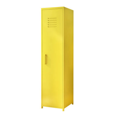 Único cacifo de armazenamento amarelo vermelho do metal dos pés do suporte da porta de balanço