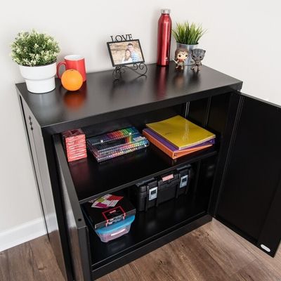 Prateleira dobrável Cabient do armazenamento do metal de 2 portas com punho Recessed