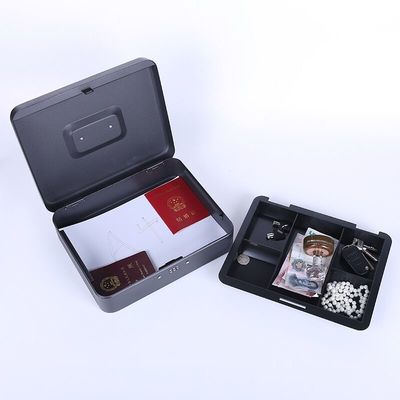 Caixa de armazenamento preta do dinheiro do metal com o fechamento de Tray And Key /Digital do dinheiro