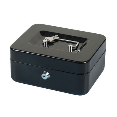 Caixa de armazenamento preta do dinheiro do metal com o fechamento de Tray And Key /Digital do dinheiro